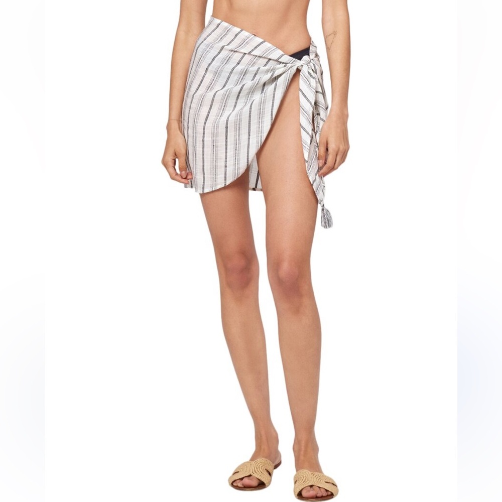 L*Space Salinas Stripe Print Short Sarong Swim Beach Cover Up NWT one size